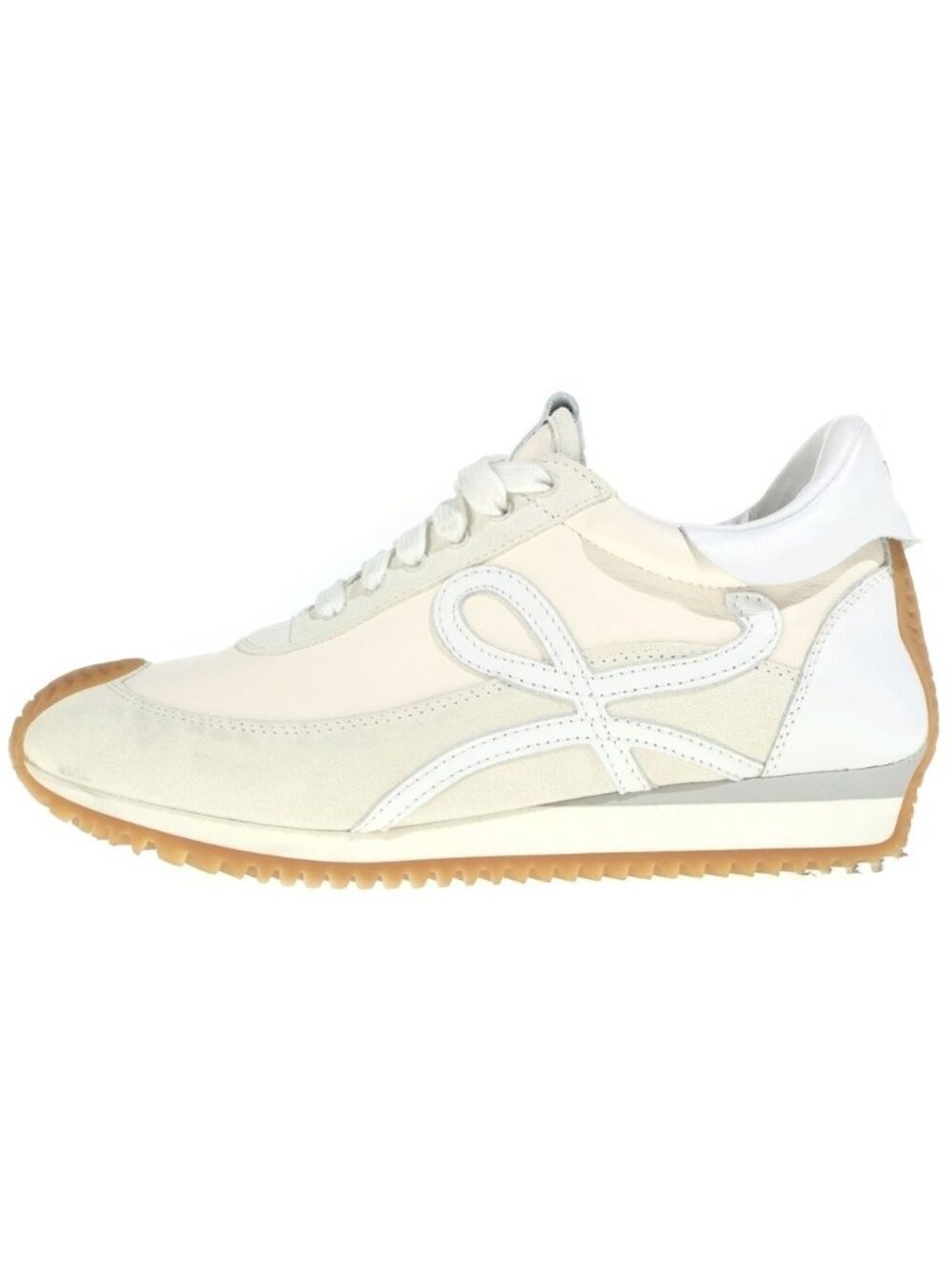 Loewe Flow Runner Low-Top Sneakers Ivory Leather Suede